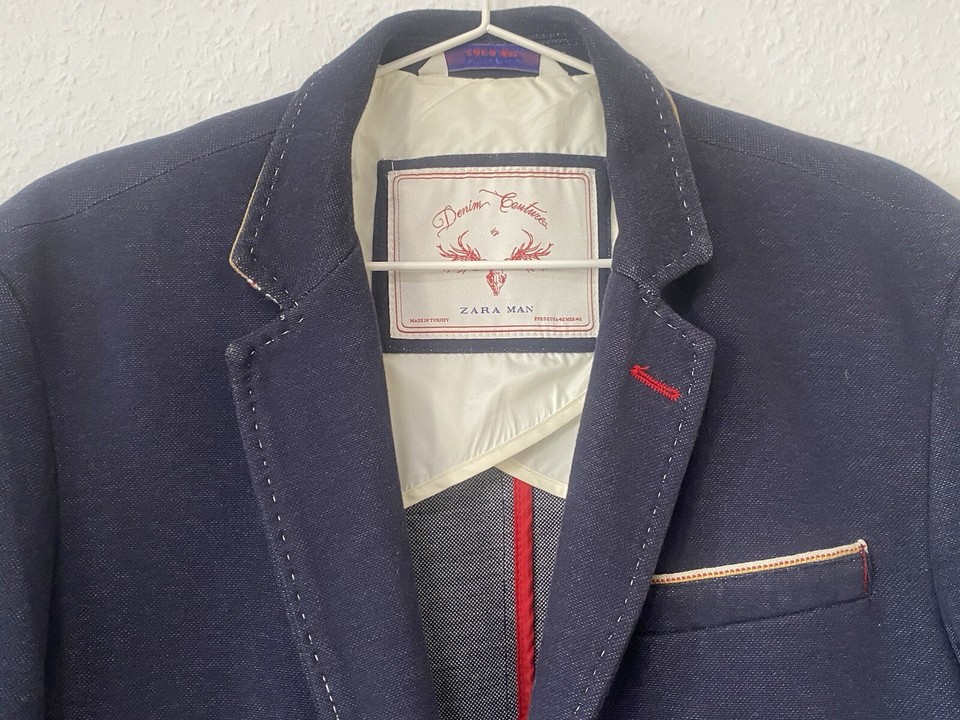 Zara Man Denim & Couture Gr.52 Elbow Patch Sport Blazer Jacket eBay