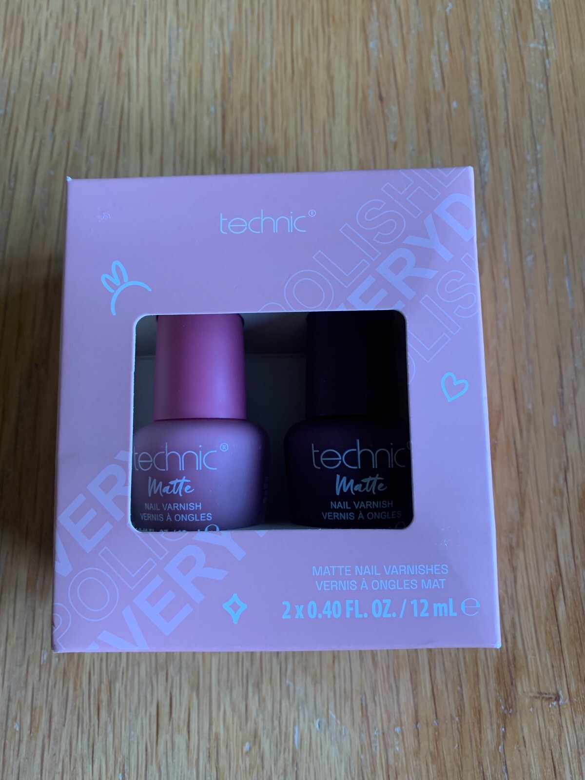 New & Sealed Boxed  TECHNIC Nail Polish Giftset 12ml VEGAN- Matte Pink & Purple