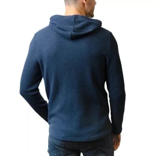 Rainforest Lounge Men's Soft Textured Hoodie, Blue, Size L - Picture 4 of 5
