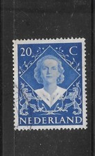 NETHERLANDS DUTCH SC#305 1948 20c WILHELMINA OLD COMMEMORATIVE VF USED STAMP