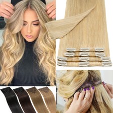 Clip in 100% Clearance Human Hair Extensions Full Head Highlight 8PCS Weft Remi