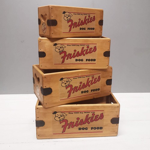 Friskie Dog Vintage Box Wooden Crate Vintage Friskies Advertising - Picture 10 of 11