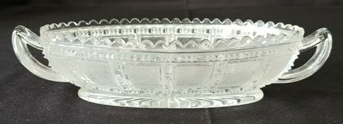 Vintage Imperial Depression Glass Oval Two Handled Pickle Dish Beaded Block - Picture 4 of 12