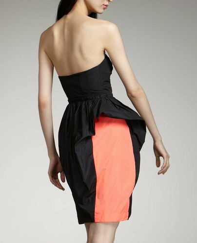 $ 598 NEU MIT ETIKETT MARC BY MARC JACOBS Gr. 6 RUNWAY ELLSWORTH TAFETA TRÄGERLOSES KLEID NORMAND - Bild 2 von 8