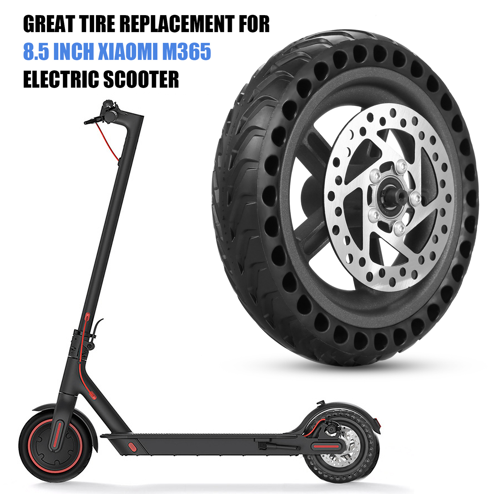 Electric Scooter Rear Tire with Wheel Hub Disc Brake Set 8.5 inches Solid N7K7