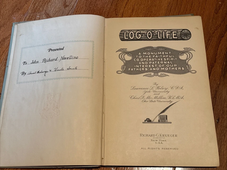 Baby Boy Book Log-o-Life McMillin-Foley Publishing Vintage 1940 Partially Filled Foto 2 de 4