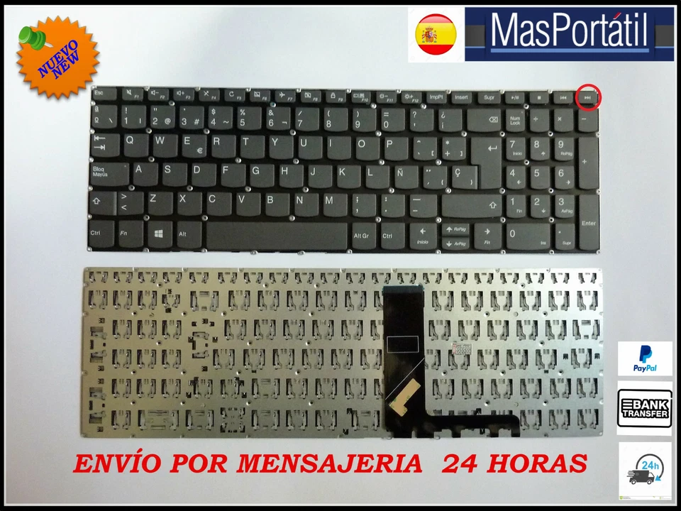 TECLADO ESPAÑOL PORTATIL LENOVO IDEAPAD 3 15ADA05 SIN TECLA POWER TEC43