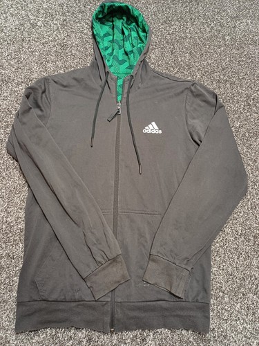 Adidas Track Jacket Men Small Green Black Full Zip Reversable Hood - Picture 6 of 13