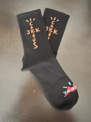    CACTUS JACK Travis Scott Socks   Black   Size Large   Brand New SB Dunk