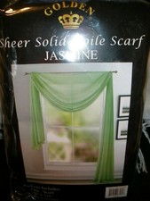 NEW Golden Sheer Solid Voile Scarf Jasmine 55" x 216" Window Treatment Green O9