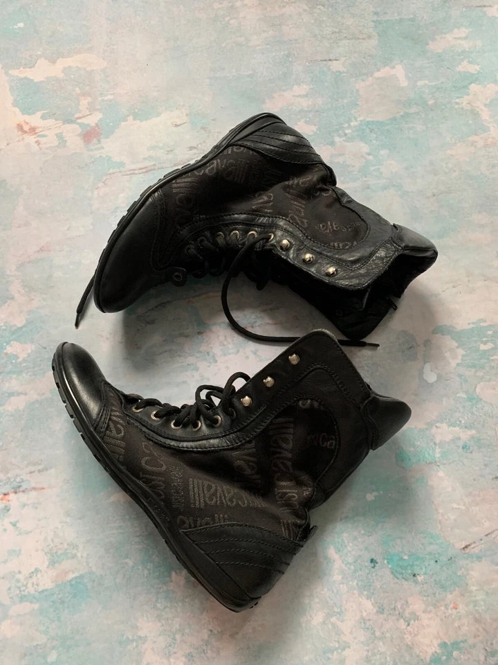 Zapatillas altas Just Cavalli para mujer negras de lona/cuero US10,5 - EUR42 - 27 cm Foto 2 de 4