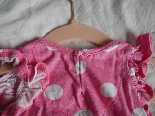 Rosa gepunktetes Baby Mädchen Kleid Alter 3-6 Monate Studio Kurzarm Baumwolle gepunktet - Bild 5 von 8