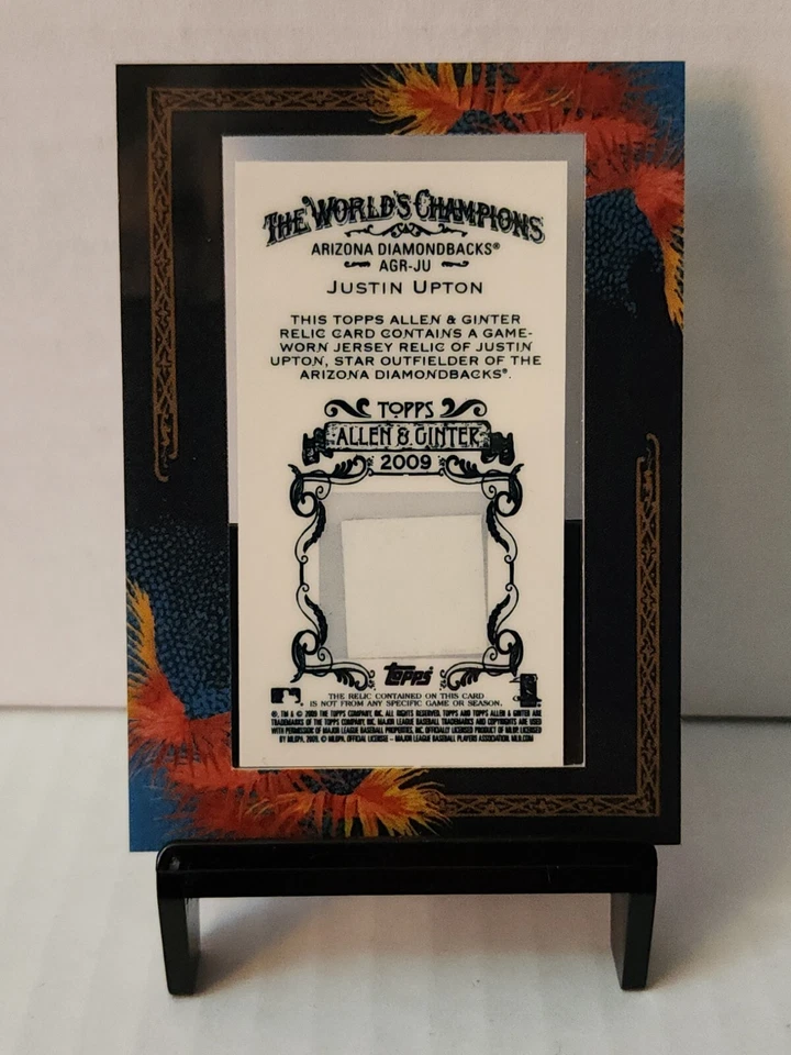 Justin Upton jersey relic baseball card 2009 Topps Allen & Ginters #AGR-JU - Image 3 of 3