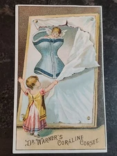 1880s GN Frisbie & Son Middleburg NY Dr Warners Corsets Cherub Child Trade Card