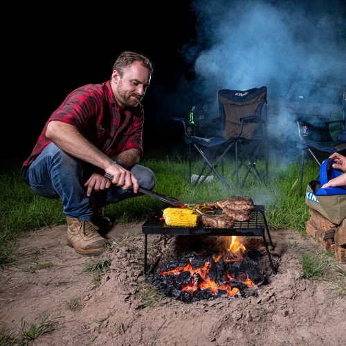 Adventure Kings BBQ Plate Folding Portable Hotplate Camping Grill Coated Steel - Picture 7 of 9