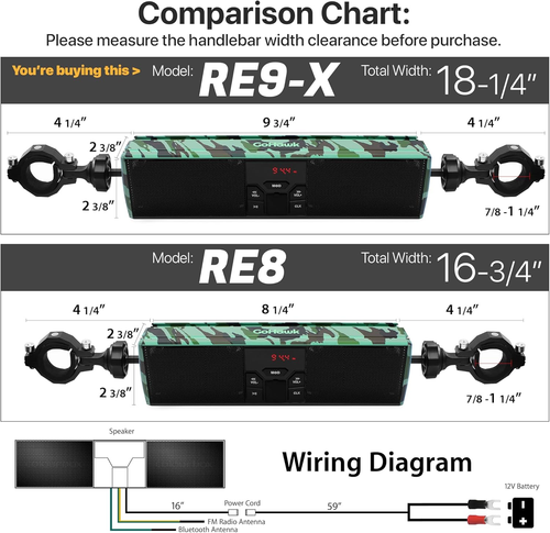 Re9-x Gen.3 Altavoces Estereo Bluetooth Impermeables Para Motocicleta Barra De - Picture 5 of 12
