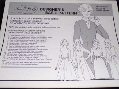 SEW/FIT CO - LADIES ( LARGE FOLD OUT ) BASIC DRESS DESIGNER PATTERN 6-18 FF  | eBay
