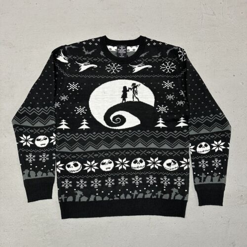 Disney Tim Burton Nightmare Before Christmas Holiday Sweater Black Size M