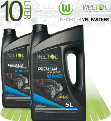 WECTOL Motoröl 10W-40 Premium 10W40 (ACEA A3, API SL, VW 505.00) (2x5) 10 Liter