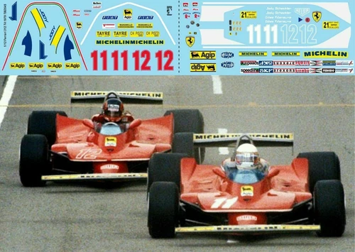 1/12 Decals for Ferrari 312 T4 1979 Villeneuve Scheckter TBD545
