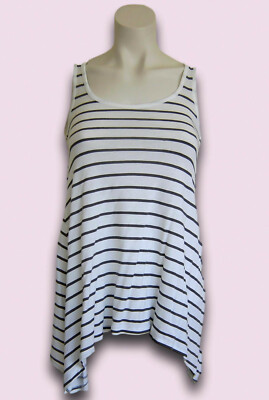 Laura Scott Zipfel Top Shirt   Gr 32 34 XS  weiß grau Streifen  Viskose  wie neu