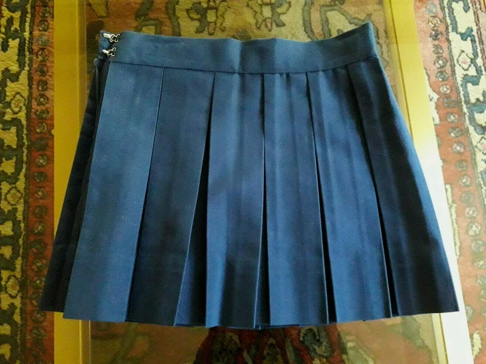 Jupe plissée fillette tergal bleu marine T5ans vintage 60 Girl skirt sz 5yrs - Photo 2/4