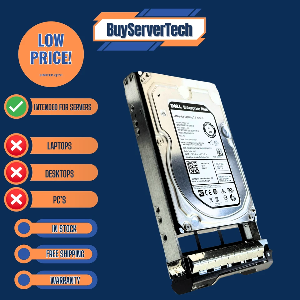Dell 08D1V4 ST6000NM0034 6TB 7.2K 12Gbps 3.5" SAS HDD | 0 Hours | 8D1V4 - 1YR Wa - Image 2 of 4