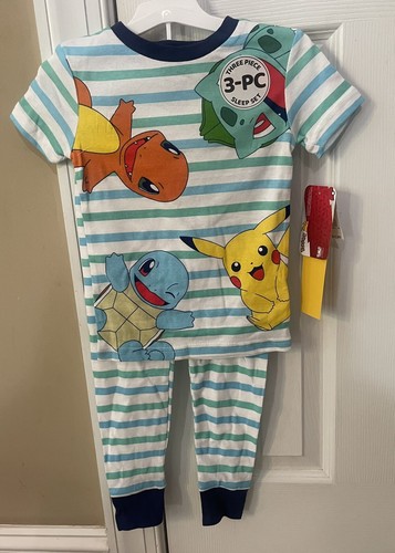 NWT Pokémon Boys 3 Piece Pajamas Size 4 - Picture 1 of 6