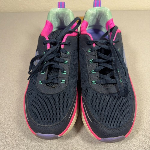 SKECHERS D'LUX WALKER Infinite Motion Mesh Shoes Navy Blue Pink Women's Size 9 - Picture 9 of 11