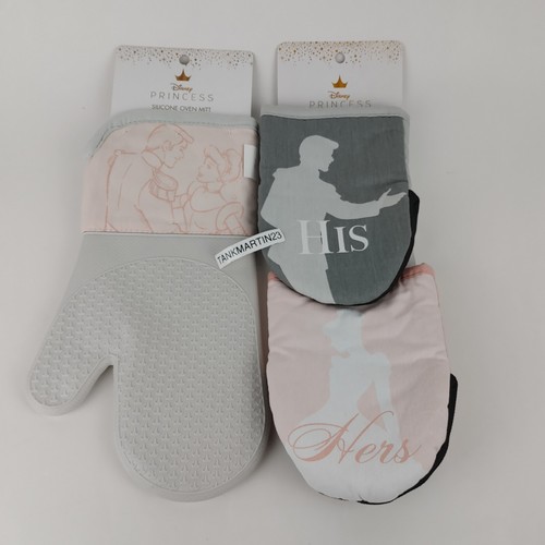Disney His & Her Kitchen Oven Mini Mitt & Silicone Oven Mitt Cinderella Prince - Picture 1 of 6