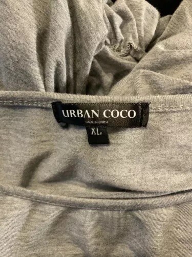 Urban Coco XL Gray Chic Long Sleeve Jersey Tunic T Shirt Top W Ruffled Hem image 3