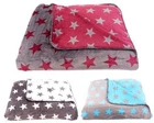 Microfibre Blanket Blanket Stars 2 Sided Printed 150 x 200cm Grey Teal Berry