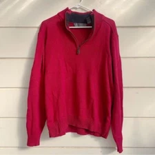 Oscar de la Renta Quarter Zip, Red, Sized Large 100% cotton
