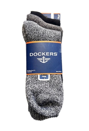dockers men's classics dress flat knit crew socks multipairs Mens 3 Pack Casual Cotton Black Navy Khaki 10-13 Modest Chic