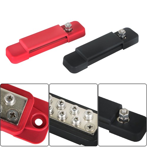 New 12 Point Bus Bar Power Distribution Block 180A 12V DC Pair Black & Red USA - Picture 7 of 11