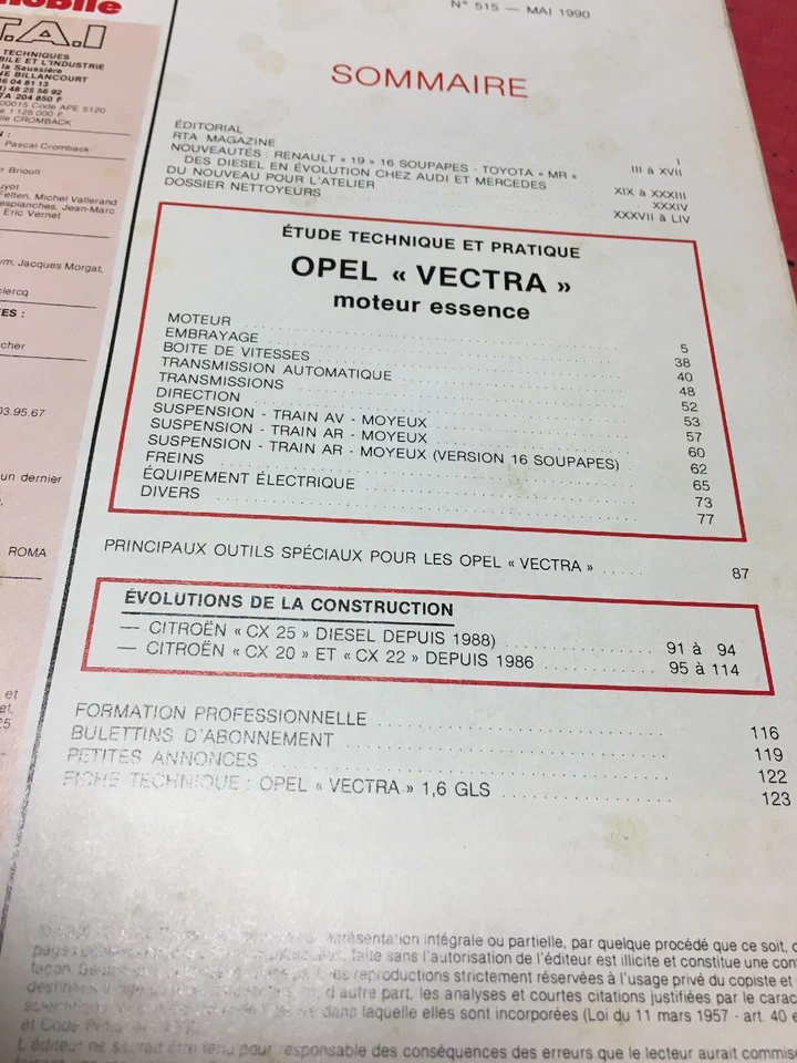 Revisión Automoción Opel Vectra Gasolina Evolución Citroën CX20 CX25 CX22 - Imagen 2 de 4