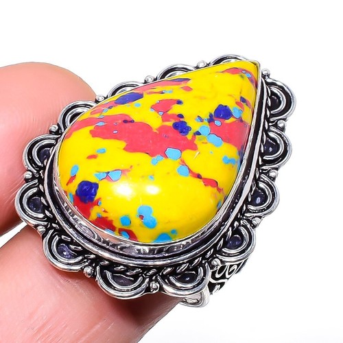 Mosaic Balloon Jasper Gemstone 925 Sterling Silver Ring Size 7.5 V803