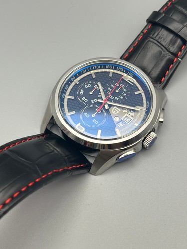 Orologio uomo Cronografo datario automatico acciaio Zaffiro Vera Pelle mov Quarz - Foto 12 di 22