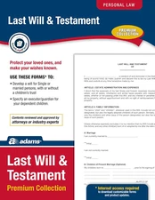 Last Will and Testament Kit with Forms & Instructions, Legal Document