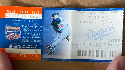 Vintage 1997 Jackie Robinson 50th Anniversary Cup RARE Mug, Dodgers Game Ticket - Picture 6 of 6