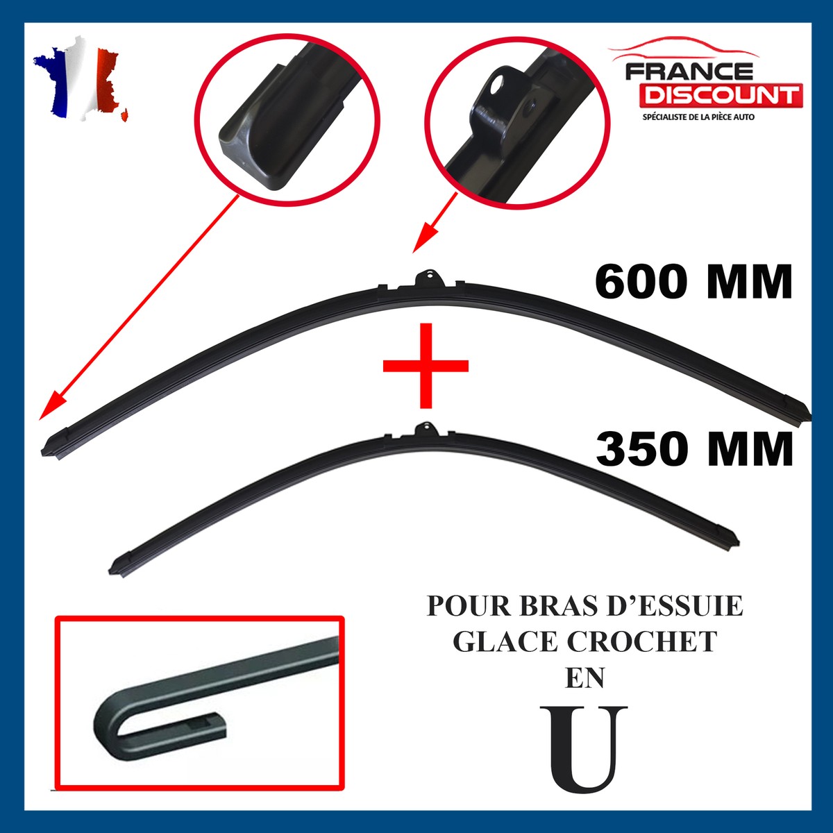 Balais D'essuie-glace Plats Avant Pour Nissan Micra V (K14) - 600mm + 350mm - Marque Partsline - Neuf, Garantie 2 Ans