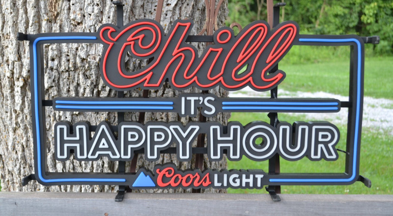 CHILL its HAPPY HOUR Coors Light beer LED sign 24x14 new in box mancave bar