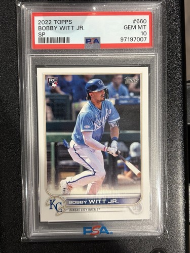 Topps 2022 Series 2 Bobby Witt Jr. #660 SP Rookie PSA 10 Kansas City Royals RC