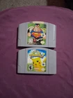 Nintendo 64 Pikachu and Superman Game Cartridge Lot Of 2