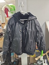 Vintage South Pole Puffer Bomber Jacket Sz XL Black Zip button Hooded EUC