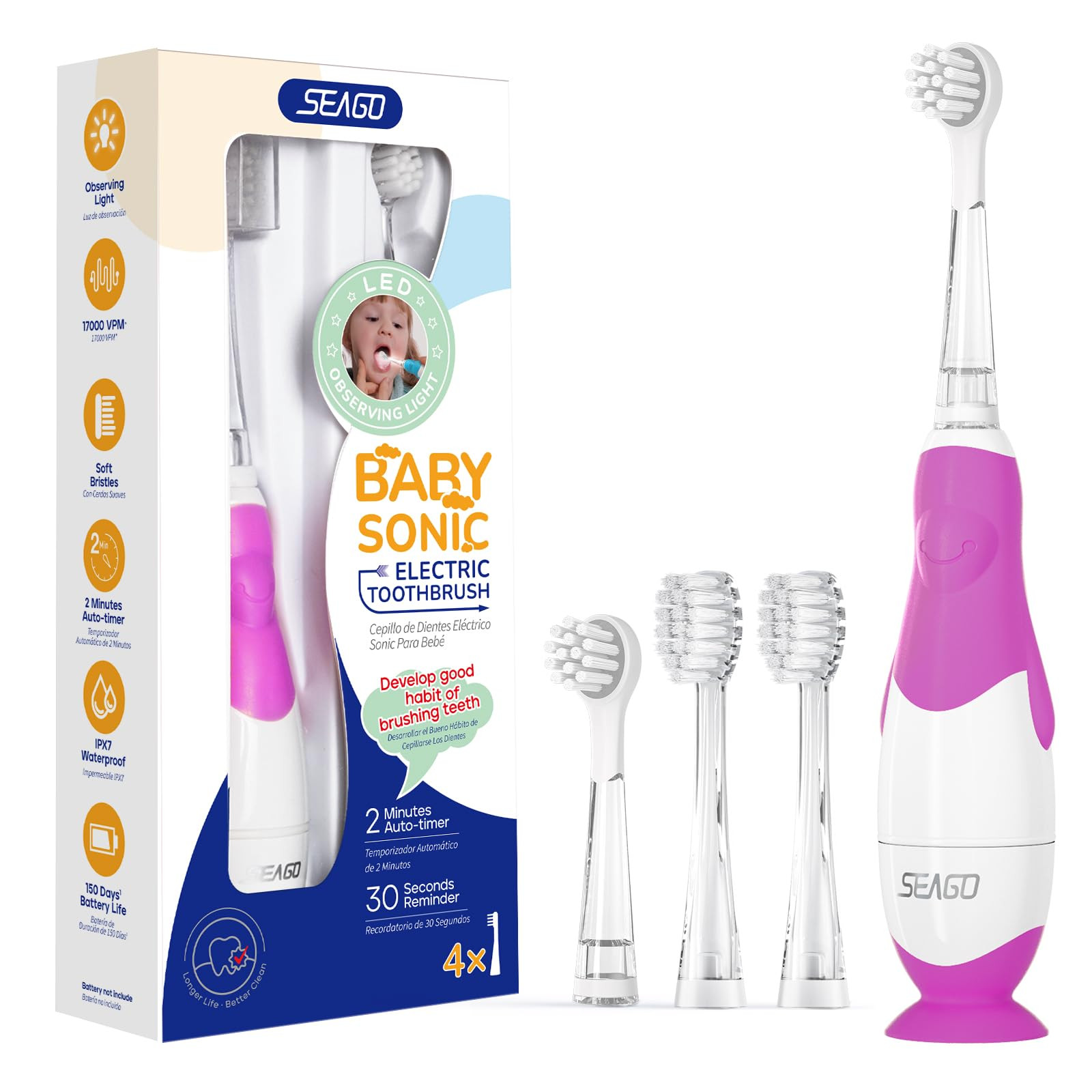Seago Spazzolino sonico SG-977 (rosa) (G3a)