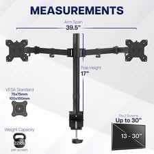 VIVO Black Dual Monitor Adjustable Desk Mount, Fits Ultrawide Screens up to 38"