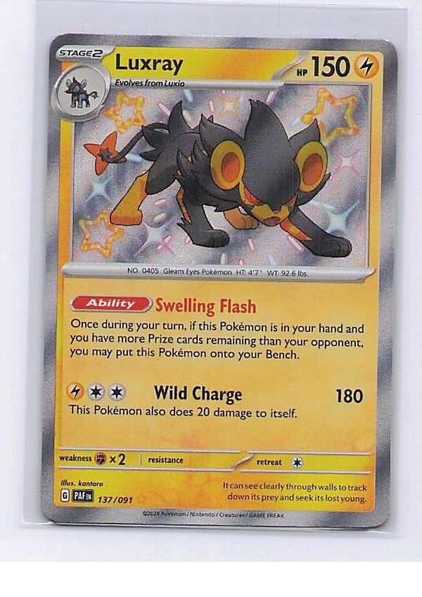 Luxray 137/091 Shiny Rare Paldean Fates Pokemon Near Mint