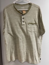 Express Olive Green Mens Short Sleeve Henley Shirt Size L