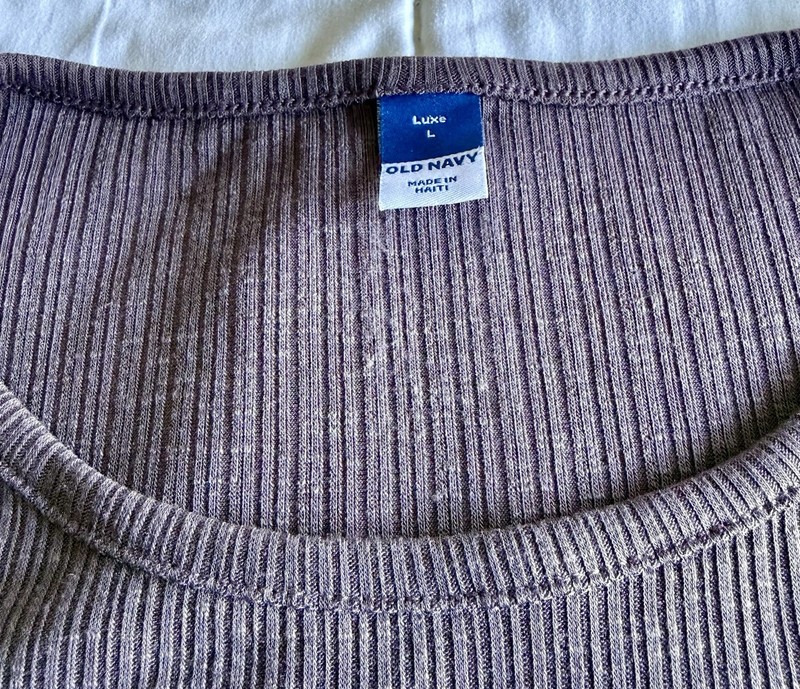 Old Navy Luxe Ribbed Crew Neck Short Sleeve Tee | Purple | Large